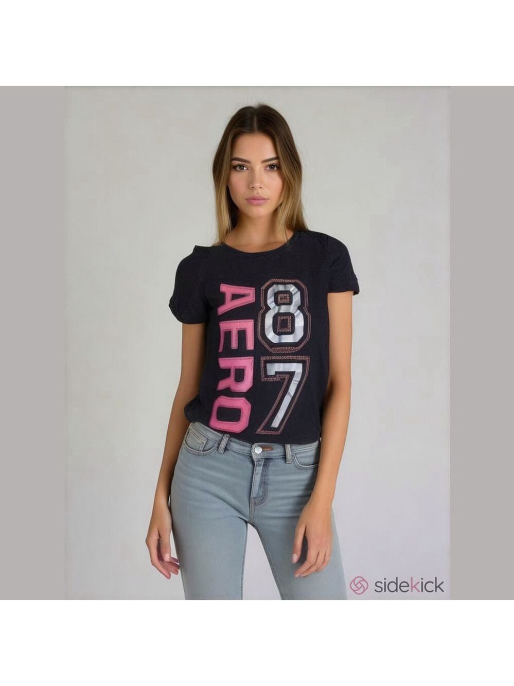 Aeropostale ladies black cotton t-shirt with aero 87 on the front size XL